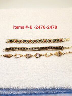 3 Bracelets, items # B-2476-2478,. wt. 44 grams.